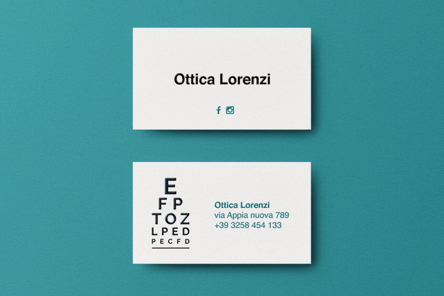 Biglietti da visita ottici design pulito moderno tavola ottica integrata per esperti settore. Sprint24.