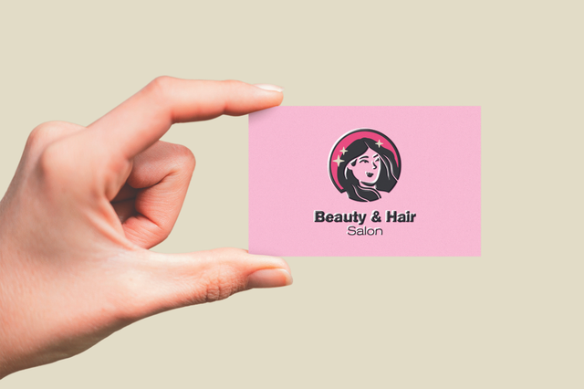 Biglietto da visita parrucchieri rosa vivace logo Beauty Hair Salon finitura vernice UV. Sprint24.
